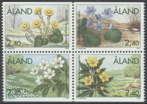 Åland - F  120-123 Vårblommor, 4-block kpl **