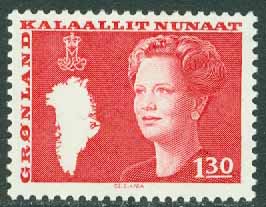 Grönland – F  121 Drottning Margrethe typ III, 1.30 kr röd **