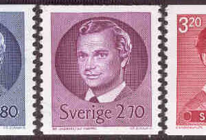 Sverige – F 1256-1258 Carl XVI Gustaf och Drottning Silvia, typ II, 3 kpl **