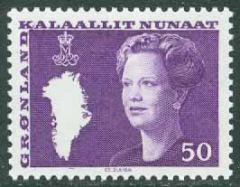 Grönland – F  126a Drottning Margrethe typ III, 50 öre rödviolett **