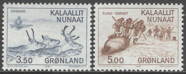 Grönland - F  131-132 Gamla Kulturer - Renar - Valrossjakt, 2 kpl **