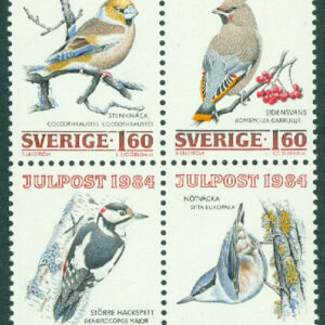Sverige – F 1324-1327 Julpost 1984, fåglar, 4 kpl **