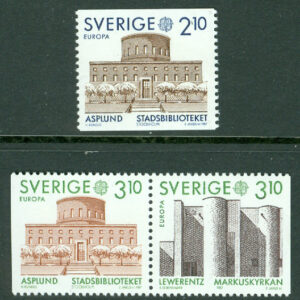 Sverige – F 1445-1446 Europa 1987, Modern arkitektur, 3 kpl **