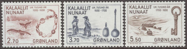 Grönland - F  148-150 1000-årsserien IV - Gamla föremål, 3 kpl **