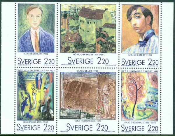 Sverige - F 1512-1517 Svenska konstnärer i Paris, 6-block kpl **