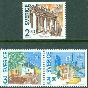 Sverige – F 1606-1608 Europa CEPT 1990 – Postbyggnader, 3 kpl **