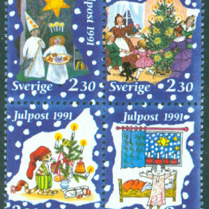 Sverige – F 1712-1715 Julpost 1991, 4-block kpl **