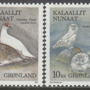 Grönland – F  176-177 Fåglar I – Fjällripor & Fjällugglor, 2 kpl **