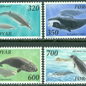 Färöarna – F  205-208 Valar i Nordatlanten – WWF, 4 kpl **