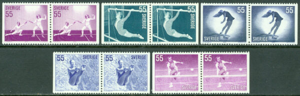Sverige - F  754-758 Idrottsflickor, 10 kpl i par **