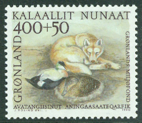 Grönland – F  208 Grönlands miljöfond, ejderpar, slädhund, 1 kpl **