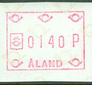 Åland – F EA.  1b Frankeringsetiketter. Säkerhetstryck typ I, 140 penni **