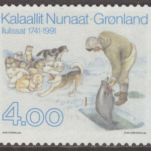 Grönland – F  219 Ilulissat (Jakobshavn) 250 år – Hundar – Fiskar, 1 kpl **