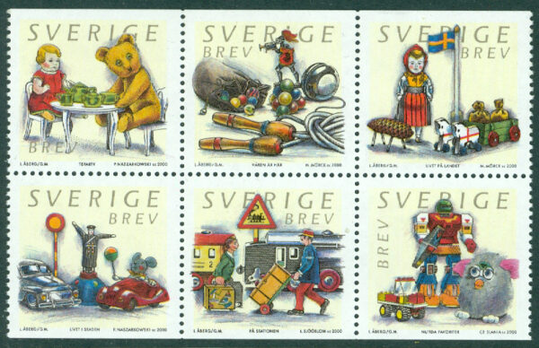 Sverige - F 2211-2216 Leksaker, 6-block kpl **