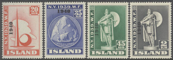 Island - F  256-259 New York-utställningen Påtryck 1940, 4 kpl *