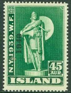 Island – F  258 New York-utställningen Påtryck 1940, 40 aur **