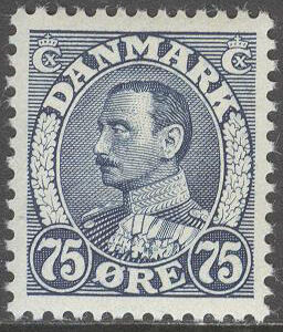Danmark – F  258 Christian X, 75 öre mörkblå **