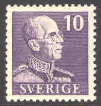 Sverige – F  269C Gustav V profil höger, typ I (små siffror) 10 öre 4-sid **