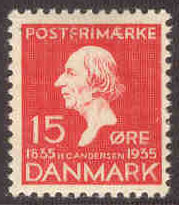 Danmark – F  270 H C Andersen, 15 öre röd **