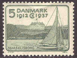 Danmark – F  281 Christian X:s 25-årsjubileum, Marselisborg slott, segelbåt, 5 öre **