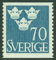 Sverige – F  288 Tre kronor, 70 öre blå **