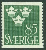 Sverige – F  291 Tre kronor, 85 öre mattgrön **