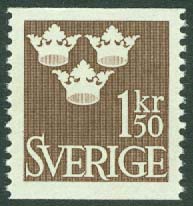 Sverige – F  303 Tre kronor, 1,50 kr brun **