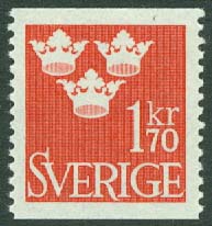 Sverige – F  304 Tre kronor, 1,70 kr röd **