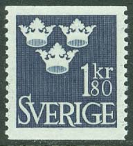 Sverige – F  306 Tre kronor, 1,80 kr mörkblå **