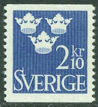 Sverige – F  310 Tre kronor, 2,10 kr blå **