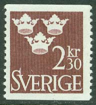 Sverige – F  312 Tre kronor, 2,30 kr mörkbrun **