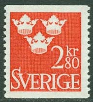 Sverige – F  315 Tre kronor, 2,80 kr röd **
