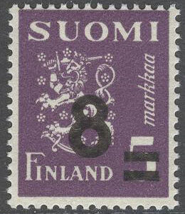 Finland – F  317 m/30 Övertryck på Lejontyp, 8 på 5 m **