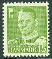 Danmark – F  329 Frederik IX 15 öre grön **