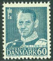 Danmark – F  343 Frederik IX 60 öre blågrön **