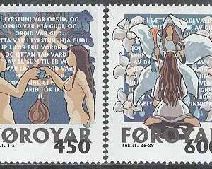 Färöarna – F  366-367 Julfrimärken 1999, 2 kpl **