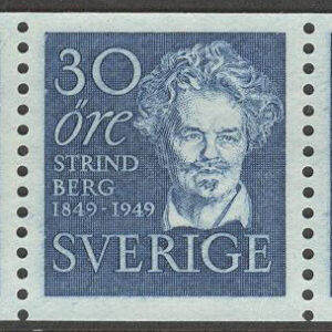 Sverige – F  386 x 5 August Strindberg, 30 öre blå, 5-strip kpl **