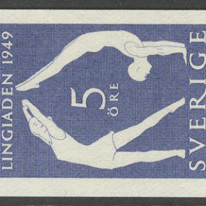 Sverige – F  388 x 5 2:a Lingiaden, 5 öre blå, 5-strip kpl **