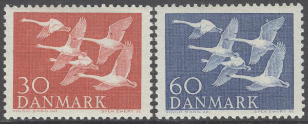 Danmark - F  390-391 Norden I. Nordens Dag 1956, sångsvanar, 2 kpl **