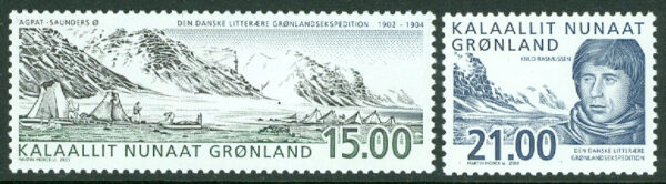 Grönland - F  394-395 Danska litterära Grönlandsexp. 100 år, 2 kpl **