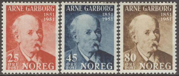 Norge - F  401-403 Arne Garborg, författare, 3 kpl **