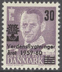 Danmark – F  403 Världsflyktingåret 1960 – Påtryck, 1 kpl **