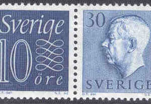 Sverige – F  416SX2 Ny siffertyp 10 öre + Gustav VI Adolf typ II 30 öre **