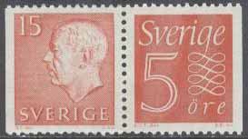 Sverige – F  418 SX1 Gustav VI Adolf typ III 15 öre + Ny siffertyp 5 öre**