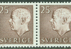 Sverige – F  420BB Gustaf VI Adolf typ III, 25 öre brun, par **
