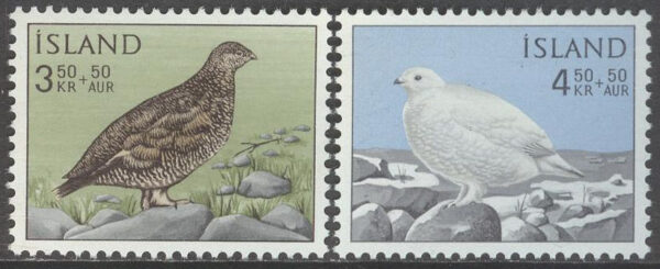 Island - F  425-426 Fåglar - Ripa i Sommardräkt & Vinterdräkt, 2 kpl **