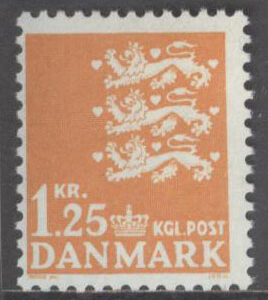 Danmark – F  427 Lilla Riksvapnet 1,25 kr orange **