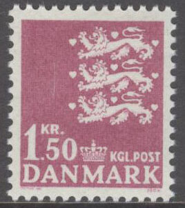 Danmark – F  428 b Lilla Riksvapnet 1,50 kr rödlila **