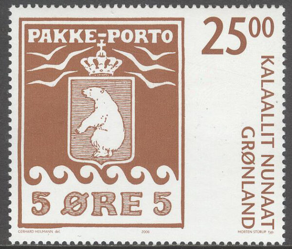 Grönland - F  449 PAKKE-PORTO märke 100 år - 25.00 kr, 1 kpl **