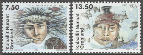 Grönland - F  450-451 Nordisk mytologi II bla Havets moder, 2 kpl **